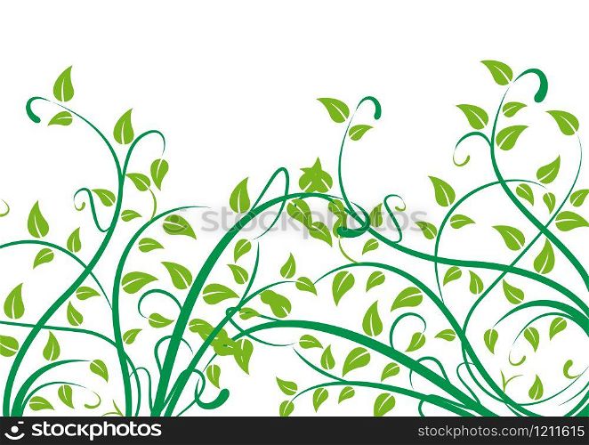 Spring background concept. Plants and foliage on white