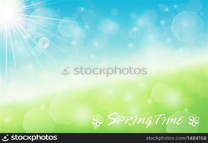 Spring background with butterflies and dragonfly in meadow.Vector