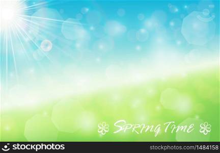 Spring background with butterflies and dragonfly in meadow.Vector