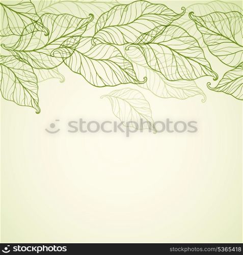 Spring background with falling green leaves