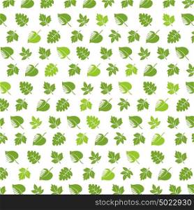 Spring background with green leaves, vector illustration.