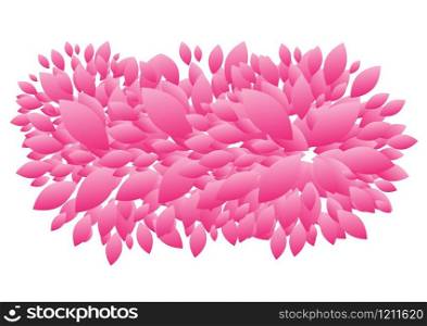 Spring background with leaves and pink flowers. Vector illustration.