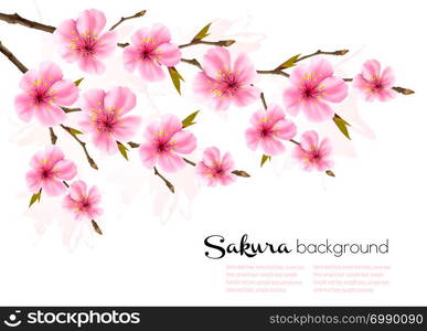 Spring background with Sakura japan cherry branch. Vector