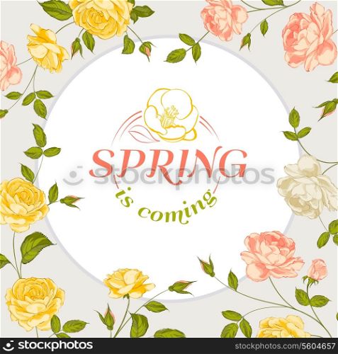 Spring background with text. Vector illustration.