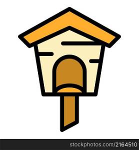 Spring bird house icon. Outline spring bird house vector icon color flat isolated. Spring bird house icon color outline vector