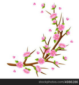 Spring branch of tree and sakura flowers. Seasonal illustration. Spring branch of tree and sakura flowers. Seasonal illustration.