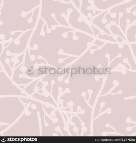 Spring branches seamless pattern on pink background. Vintage rustic with twig pattern. Design for fabric, textile print, wrapping paper, cover. Modern vector illustration.. Spring branches seamless pattern on pink background. Vintage rustic with twig pattern.
