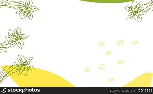 Spring bright abstract background for the banner.  Flowers, plants. Space for text. Vector illustration.