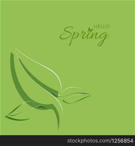 Spring design background. Card for spring season with frame and leaves. Vector illustration for cover or poster