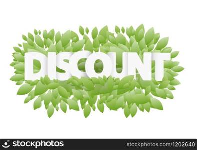 Spring discount text with leaves. Spring purchases concept