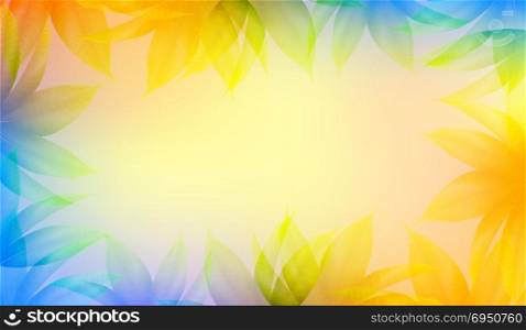 Spring Easter Shiny Sky Background Vector With Colorful Leaves. Good For Template Design Banners, Posters, Flyers, Brochures, Vouchers.