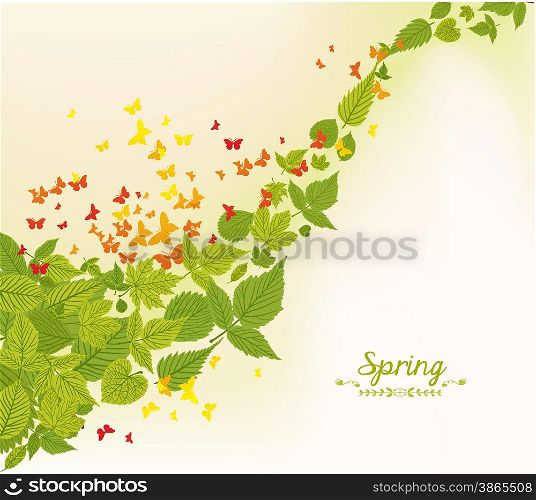 spring fall leaves and butterflies background