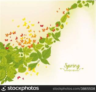 spring fall leaves and butterflies background