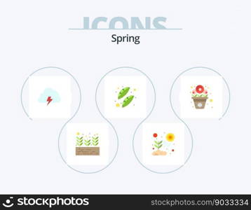 Spring Flat Icon Pack 5 Icon Design. food. peas. growing. beans. spring
