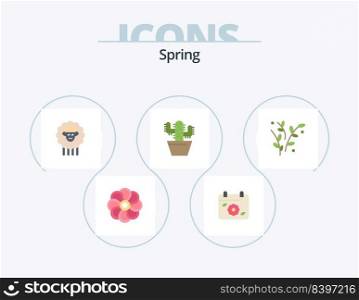 Spring Flat Icon Pack 5 Icon Design. nature. spring. mutton. pot. cactos