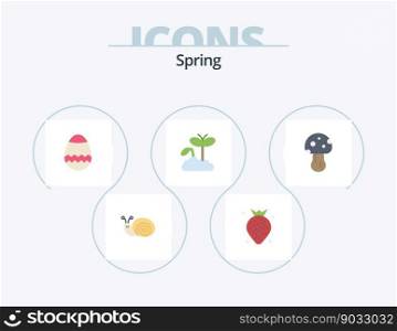 Spring Flat Icon Pack 5 Icon Design. poison. mushroom. easter. plant. increase
