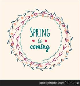 Spring floral frame with text vector image