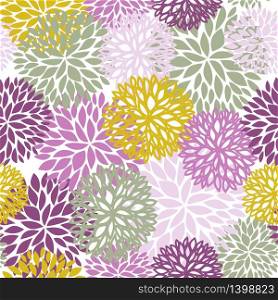 Spring floral seamless pattern. Violet, pink and yellow Chrysanthemum flowers background for web, print, textile, wallpaper. Easter card design. Floral seamless pattern. Chrysanthemum flowers background for web, print, textile, wallpaper design.