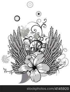 spring floral with wings vector illustration
