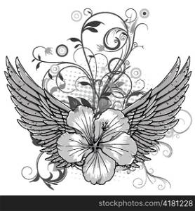 spring floral with wings vector illustration
