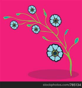 spring, flower, blue, right, 03, Vector, illustration, cartoon, graphic,
