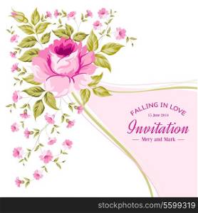 Spring flower for vintage card. Invitation card with a roses. Vector illustration.