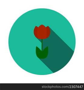 Spring Flower Icon. Flat Circle Stencil Design With Long Shadow. Vector Illustration.