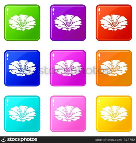 Spring flower icons set 9 color collection isolated on white for any design. Spring flower icons set 9 color collection
