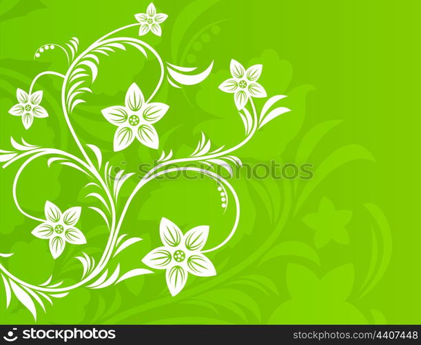 Spring. Flower on a green spring background. A vector illustration