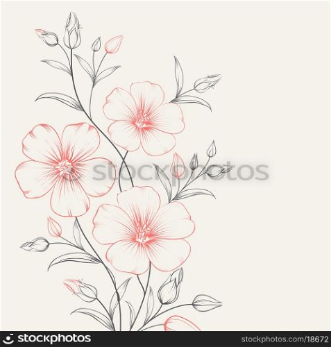 Spring flower over gray background. Vector illustration.