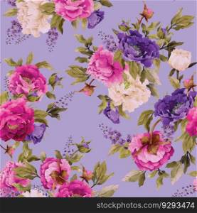 Spring flower repeat design fabric print Vector Image