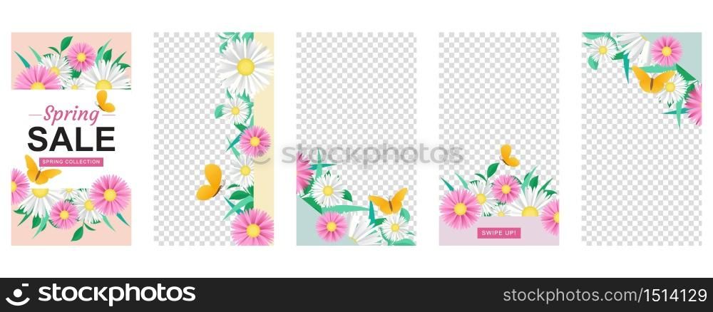 Spring Flower Social Media Story Status Business Marketing Template Set