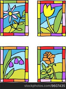 Spring flower stained glass Royalty Free Vector Image