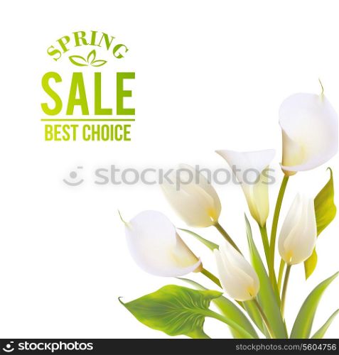 Spring flowers backround with text lettering. Vector illustration.