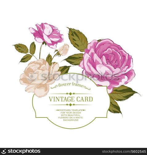 Spring flowers bouquet for vintage card. Vector illustration.
