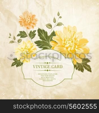 Spring flowers bouquet for vintage card. Vector illustration.