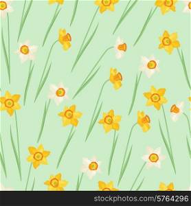 Spring flowers narcissus natural seamless pattern.