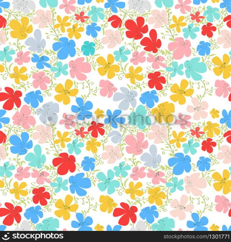 Spring flowers, seamless vector pattern