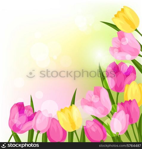 Spring flowers tulips natural background.