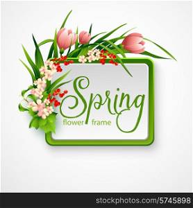 Spring frame with flowers. Vector illustration EPS 10