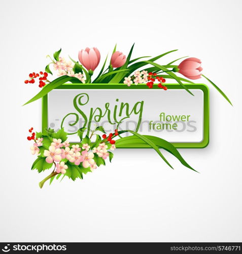 Spring frame with flowers. Vector illustration EPS 10. Spring frame with flowers. Vector illustration