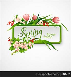 Spring frame with flowers. Vector illustration EPS 10. Spring frame with flowers. Vector illustration