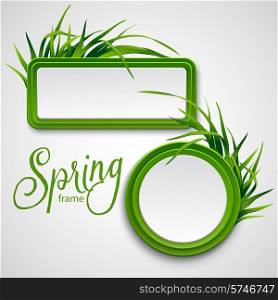Spring frame with grass. Vector illustration EPS 10. Spring frame with grass. Vector illustration