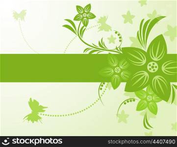 Spring framework. Flower on a green spring background. A vector illustration