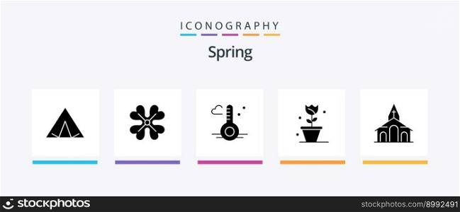 Spring Glyph 5 Icon Pack Including christmas. spring. temperature. nature. flower. Creative Icons Design