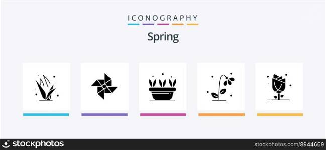 Spring Glyph 5 Icon Pack Including floral. spring. leaf. nature. floral. Creative Icons Design