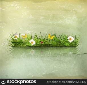 Spring grass, old-style vector