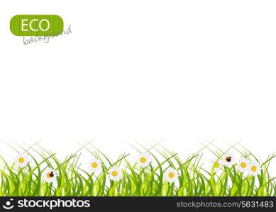 Spring green background. Grass and flower. EPS 10.