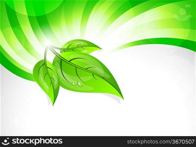 Spring green background with leaves. Abstract illustration