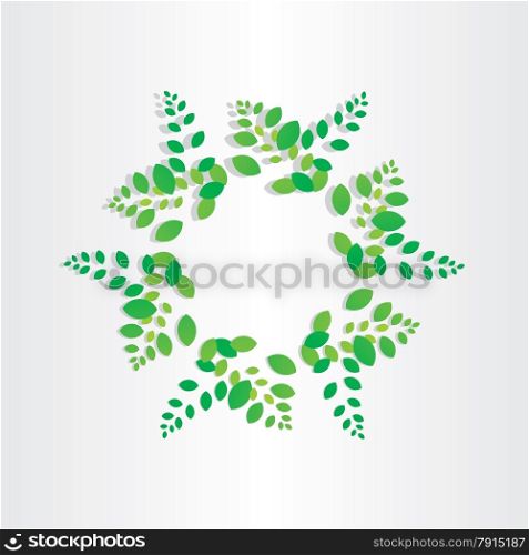 spring green leafs circle background nature symbol tree herb gardenind floral set